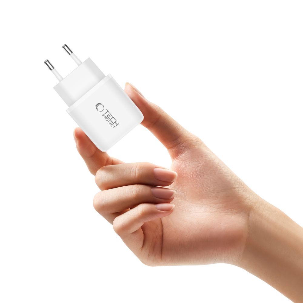 Sieťová nabíjačka s káblom USB-C Tech-Protect NCA45W, 45W, 3A, 1 x USB-A - 1 x USB-C, Biela