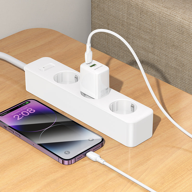 Sieťová nabíjačka s káblom Lightning Borofone BN27 Fuente, 20W, 3A, 1 x USB-A - 1 x USB-C, Biela