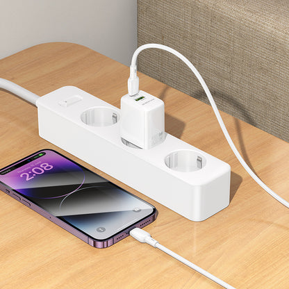 Sieťová nabíjačka s káblom Lightning Borofone BN27 Fuente, 20W, 3A, 1 x USB-A - 1 x USB-C, Biela