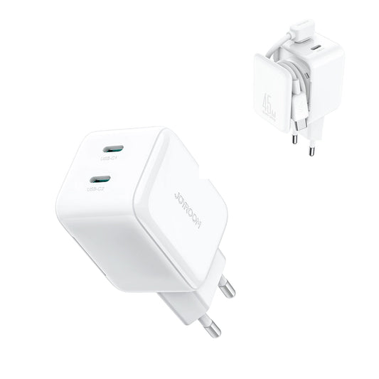 Sieťová nabíjačka s káblom USB-C Joyroom JR-TCL05, 45W, 3A, 2 x USB-C, Biela