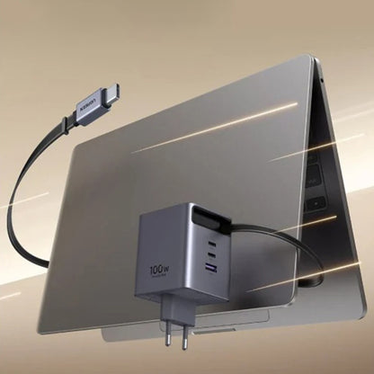 Sieťová nabíjačka s USB-C káblom UGREEN X616 (65828), 100W, 5A, 1 x USB-A - 3 x USB-C, sivá