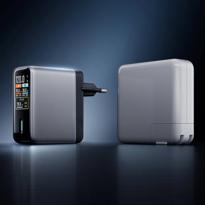 Sieťová nabíjačka s USB-C káblom Cuktech AD1204U Display, 120W, 6A, 1 x USB-A - 2 x USB-C, Strieborná