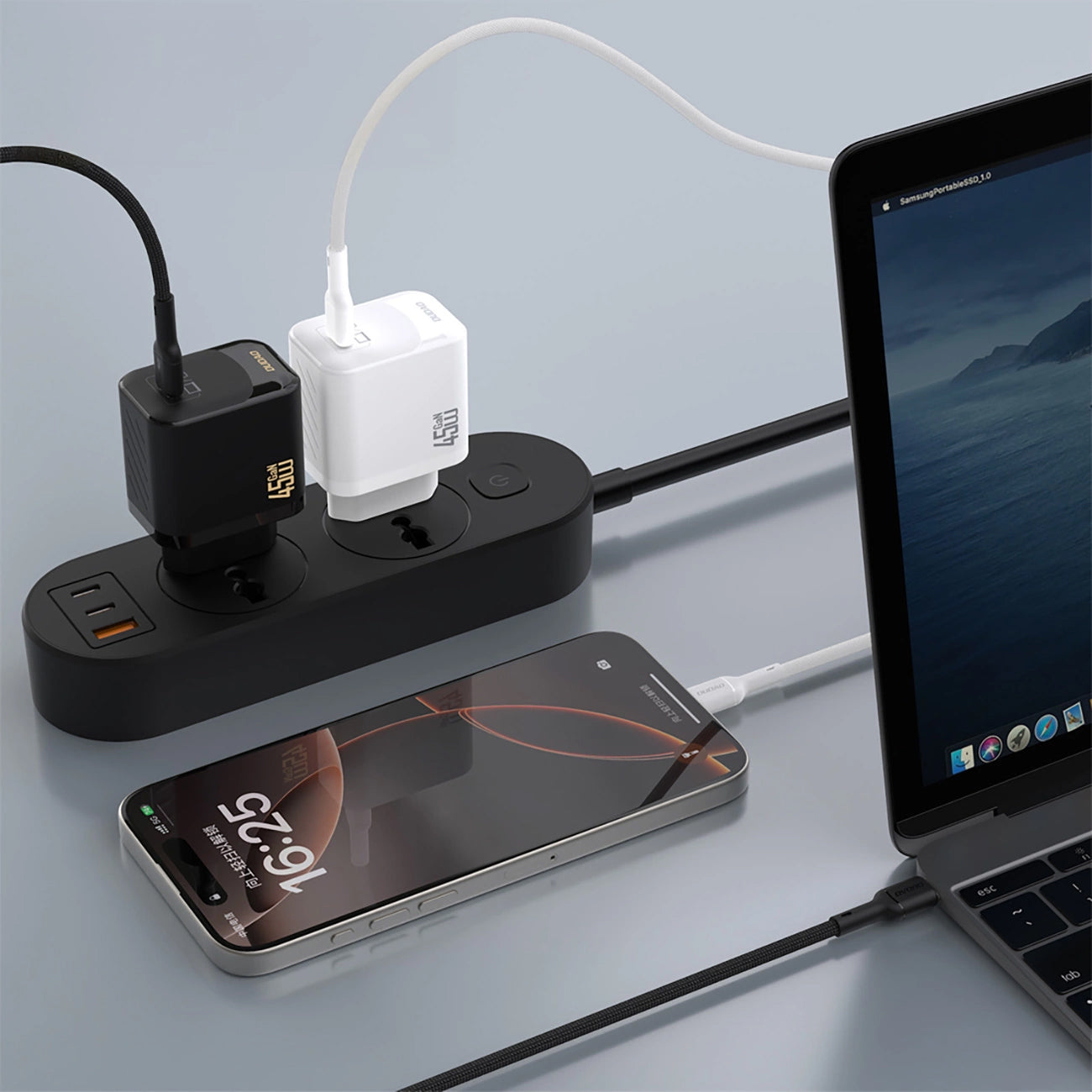 Network Charger with USB-C Cable Dudao A28C, 45W, 3A, 1 x USB-C, Black