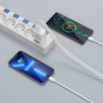 Sieťová nabíjačka s káblom Lightning Tech-Protect NCA20, 20W, 3A, 1 x USB-A - 1 x USB-C, biela