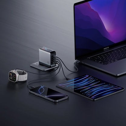 Sieťová nabíjačka s USB-C káblom Cuktech AD1204U Display, 120W, 6A, 1 x USB-A - 2 x USB-C, Strieborná