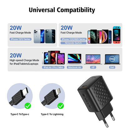 Sieťová nabíjačka s káblom Lightning Lito LC13L, 20W, 3A, 1 x USB-C, Čierna