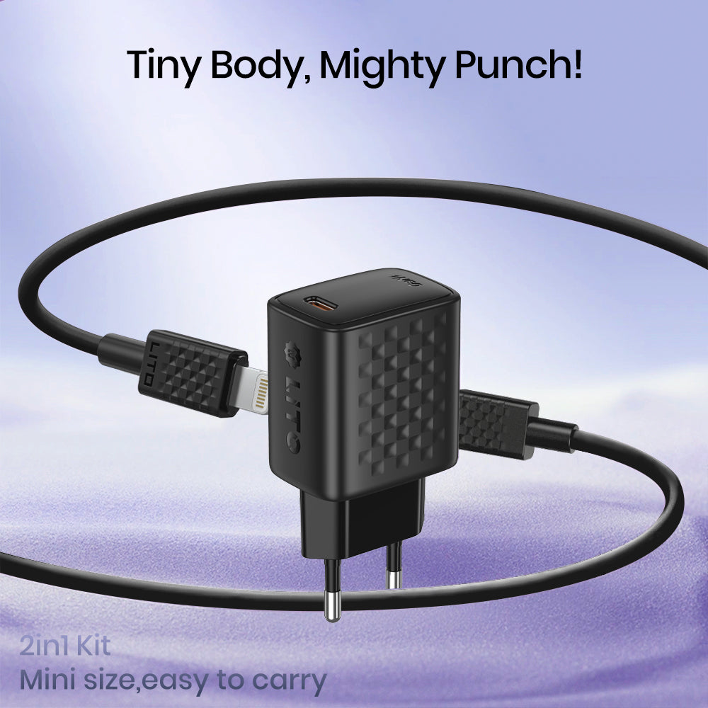 Sieťová nabíjačka s káblom Lightning Lito LC17L, 30W, 3A, 1 x USB-C, čierna