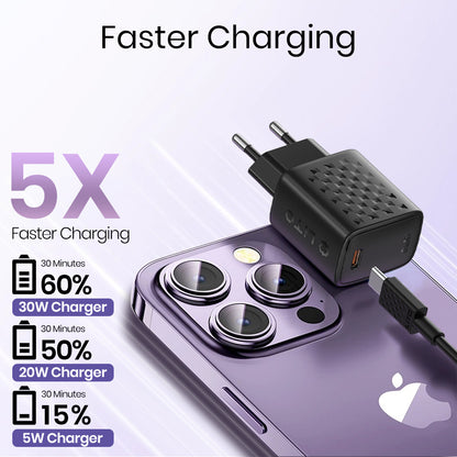 Sieťová nabíjačka s káblom Lightning Lito LC17L, 30W, 3A, 1 x USB-C, čierna