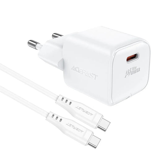 Sieťová nabíjačka s káblom USB-C Acefast A77, 30W, 3A, 1 x USB-C, Biela
