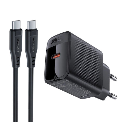 Sieťová nabíjačka s káblom USB-C Acefast A82, 20W, 3A, 1 x USB-C, čierna