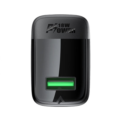 Sieťová nabíjačka s káblom USB-C Acefast A90, 18W, 3A, 1 x USB-A, čierna
