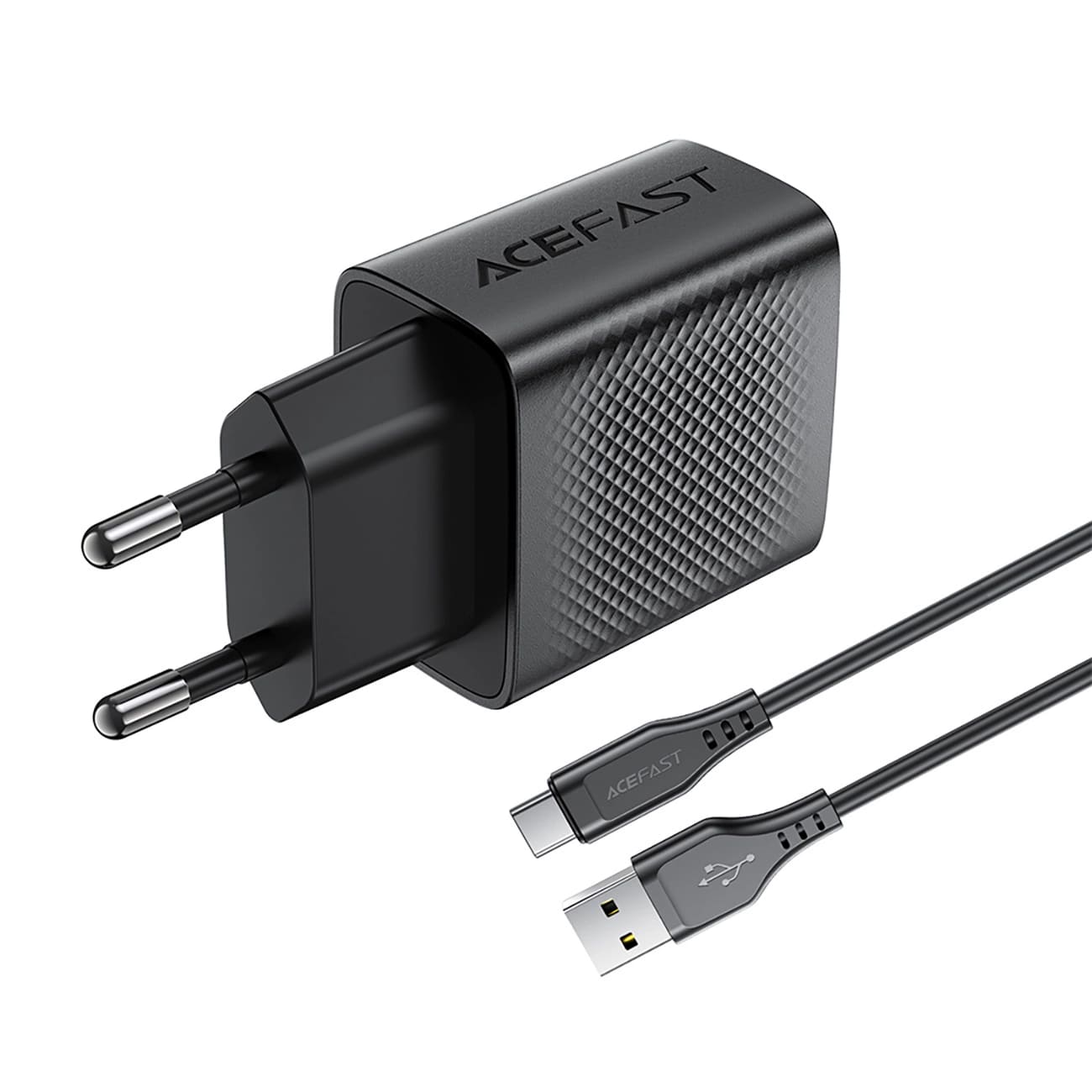 Sieťová nabíjačka s káblom USB-C Acefast A90, 18W, 3A, 1 x USB-A, čierna