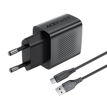 Sieťová nabíjačka s káblom USB-C Acefast A90, 18W, 3A, 1 x USB-A, čierna