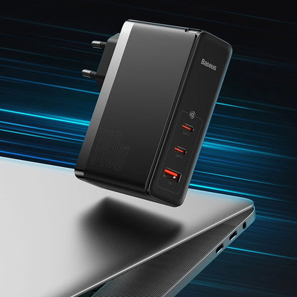 Sieťová nabíjačka s káblom USB-C Baseus GaN5 Pro, 140W, 5A, 1 x USB-A - 2 x USB-C, Biela CCGP100202