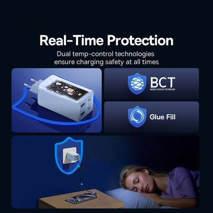 Sieťová nabíjačka s káblom USB-C Baseus GaN6 Pro, 100W, 3.25A, 2 x USB-A - 2 x USB-C, Modrá P10162705312-00