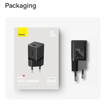 Sieťová nabíjačka s káblom USB-C Baseus GaN Mini 1C, 30W, 3A, 1 x USB-C, Modrá P10110902313-00