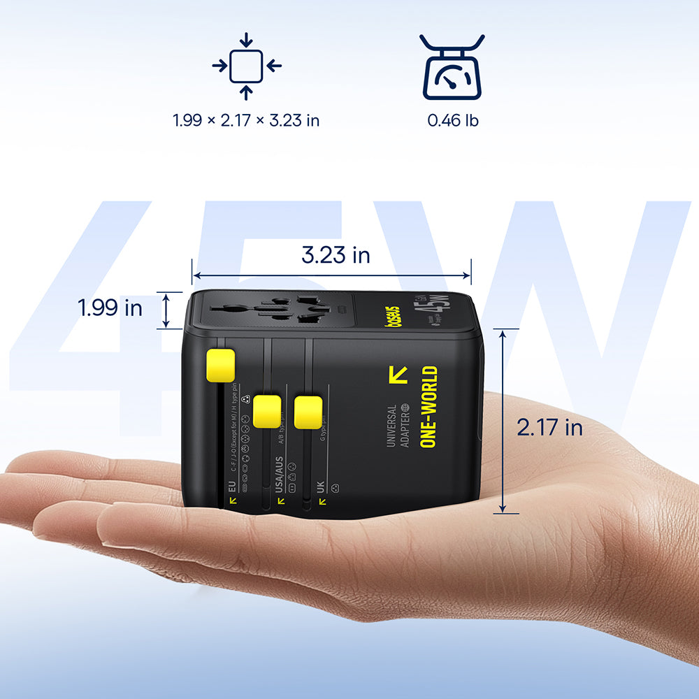Sieťová nabíjačka s USB-C káblom Baseus Travel PicoGo AG11, 45W, 2 x zásuvka - 1 x USB-C - 2 x USB-A, čierna E0307F00