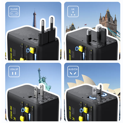 Sieťová nabíjačka s USB-C káblom Baseus Travel PicoGo AG11, 45W, 2 x zásuvka - 1 x USB-C - 2 x USB-A, čierna E0307F00