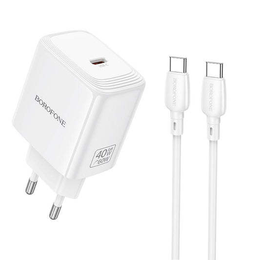 Sieťová nabíjačka s USB-C káblom Borofone BN33 Fuente, 40W, 1 x USB-C, biela