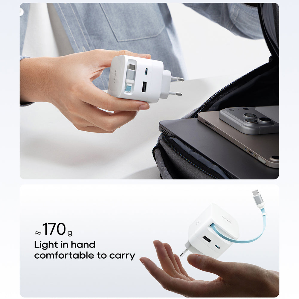Sieťová nabíjačka s USB-C káblom Cuktech, 67W, 3,25A, 1 x USB-A - 1 x USB-C, biela CUKA653WEUWT