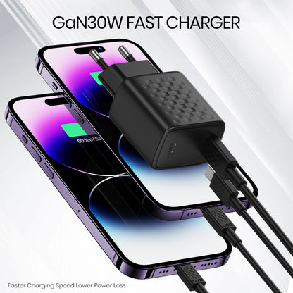 Sieťová nabíjačka s káblom USB-C Lito LC17T, 30W, 3A, 1 x USB-C, čierna