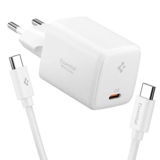 Sieťová nabíjačka so Spigen USB-C káblom EE451EU Essential, 45W, 3A, 1 x USB-C, Biela ACH09473