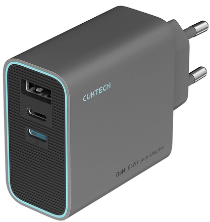 Sieťová nabíjačka Cuktech, 65W, 3A, 1 x USB-A - 2 x USB-C, Sivá CUKAD653EUGR