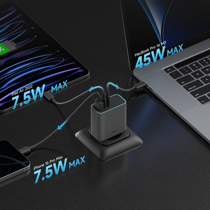 Sieťová nabíjačka Cuktech, 65W, 3A, 1 x USB-A - 2 x USB-C, Sivá CUKAD653EUGR