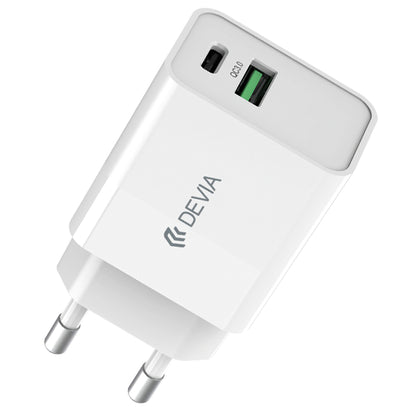 DEVIA RLC-389 Sieťová nabíjačka, 30 W, 3A, 1 x USB-A - 1 x USB-C, biela 
