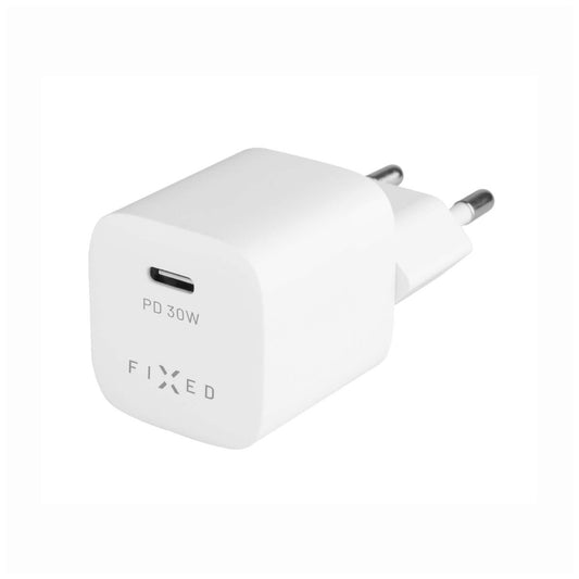 Sieťová nabíjačka Fixed Mini, 30W, 3A, 1 x USB-C, Biela