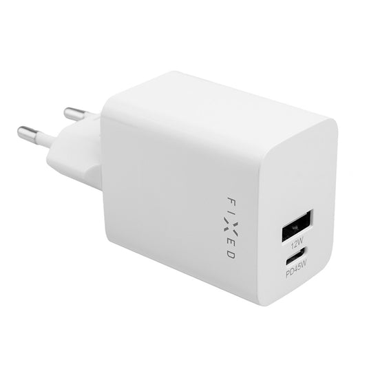 Sieťová nabíjačka Fixed Mini, 45W, 3A, 1 x USB-A - 1 x USB-C, Biela