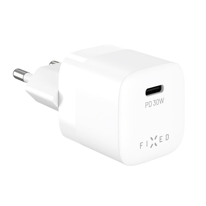Sieťová nabíjačka Fixed Mini2, 30W, 3A, 1 x USB-C, Biela