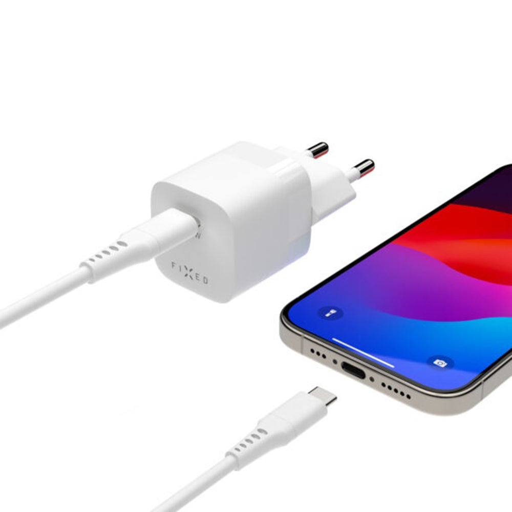 Sieťová nabíjačka Fixed Mini2, 30W, 3A, 1 x USB-C, Biela