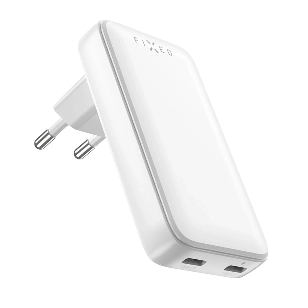 Sieťová nabíjačka Fixed Slim, 45W, 3A, 2 x USB-C, Biela