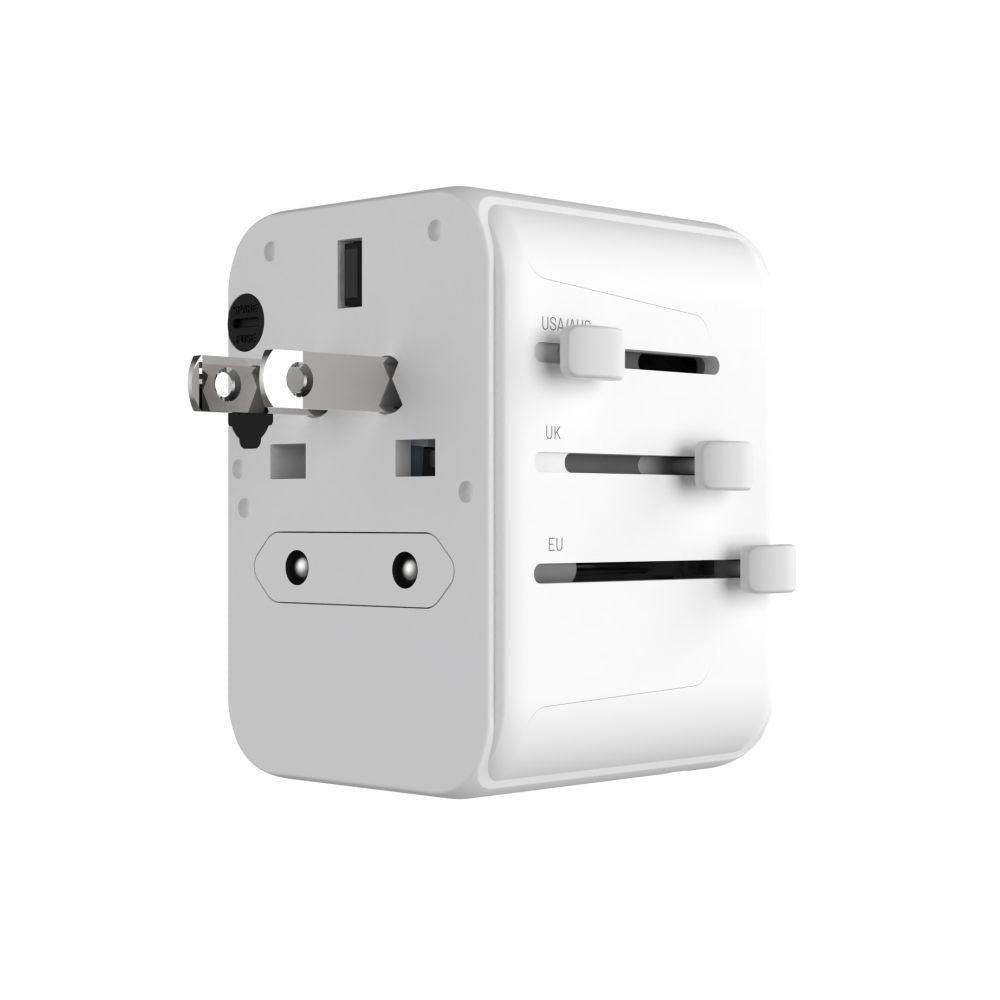 Sieťová nabíjačka Fixed Travel, 30W, 3A, 2 x USB-A - 1 x USB-C, Biela
