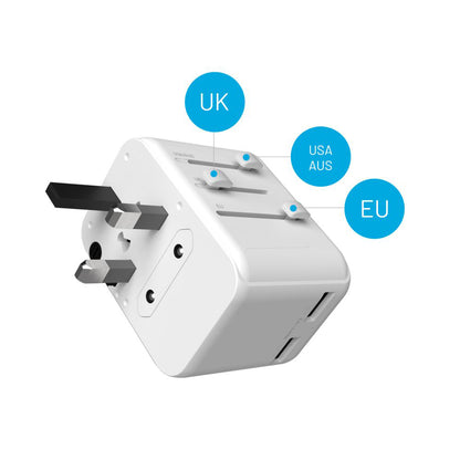 Sieťová nabíjačka Fixed Travel, 30W, 3A, 2 x USB-A - 1 x USB-C, Biela