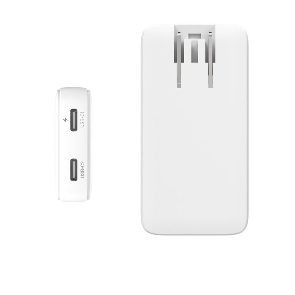 Sieťová nabíjačka Fixed Travel, 45W, 3A, 2 x USB-C, Biela
