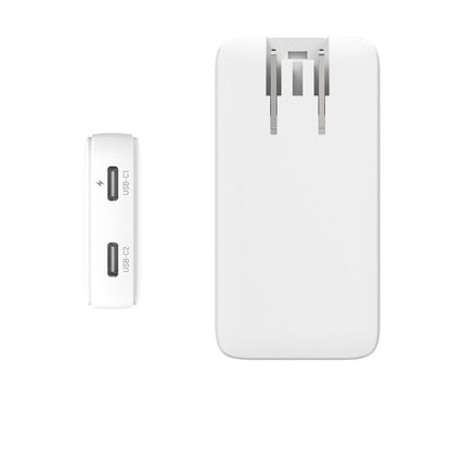 Sieťová nabíjačka Fixed Travel, 45W, 3A, 2 x USB-C, Biela