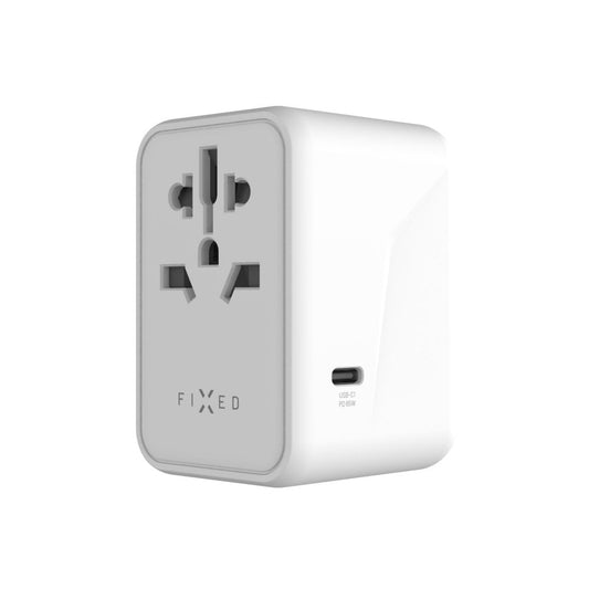 Sieťová nabíjačka Fixed Travel, 65W, 3.25A, 2 x USB-A - 3 x USB-C, Biela