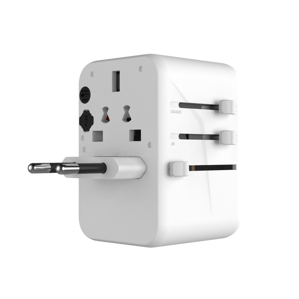 Sieťová nabíjačka Fixed Travel, 65W, 3.25A, 2 x USB-A - 3 x USB-C, Biela