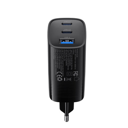 HAVIT UC20 Network Charger, 65W, 3A, 1 x USB-A - 2 x USB-C, Black