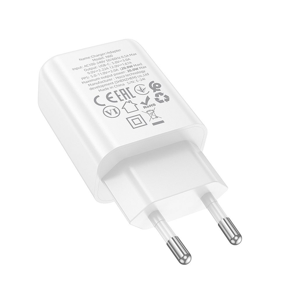 Sieťová nabíjačka HOCO N60, 20W, 3A, 1 x USB-C, Biela
