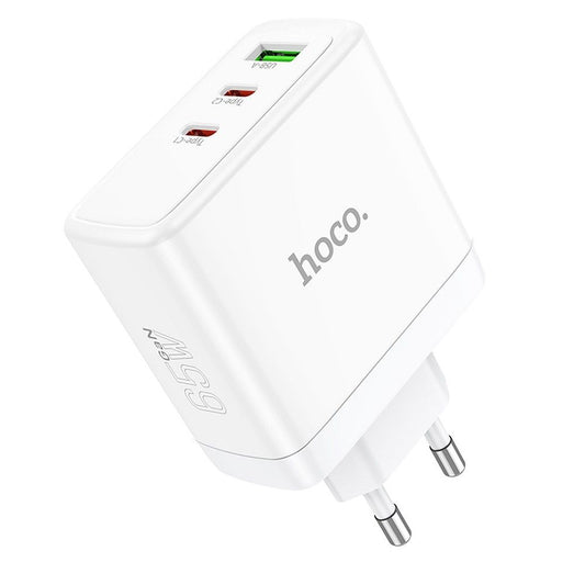 Sieťová nabíjačka HOCO N30, 65W, 3.25A, 1 x USB-A - 2 x USB-C, Biela