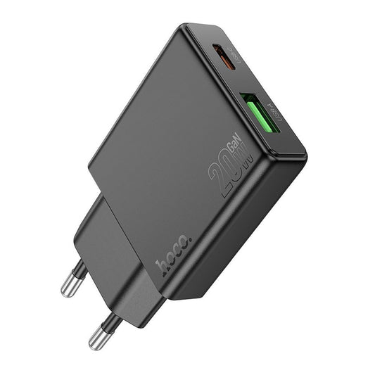 Sieťová nabíjačka HOCO N38, 20W, 3A, 1 x USB-A - 1 x USB-C, Čierna