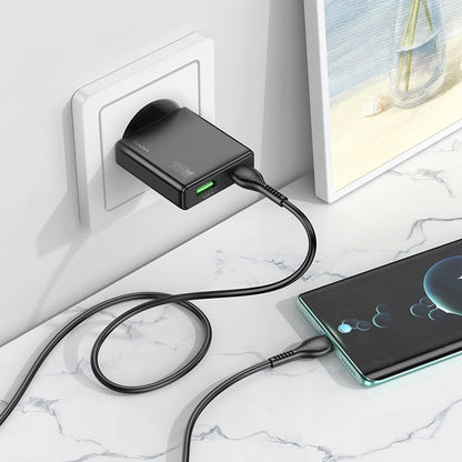Sieťová nabíjačka HOCO N38, 20W, 3A, 1 x USB-A - 1 x USB-C, Čierna