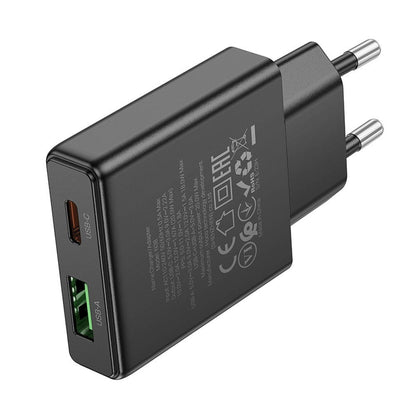 Sieťová nabíjačka HOCO N38, 20W, 3A, 1 x USB-A - 1 x USB-C, Čierna