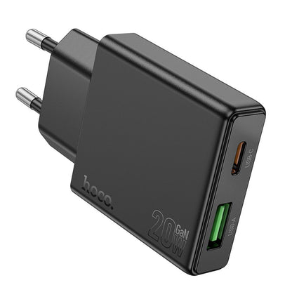 Sieťová nabíjačka HOCO N38, 20W, 3A, 1 x USB-A - 1 x USB-C, Čierna