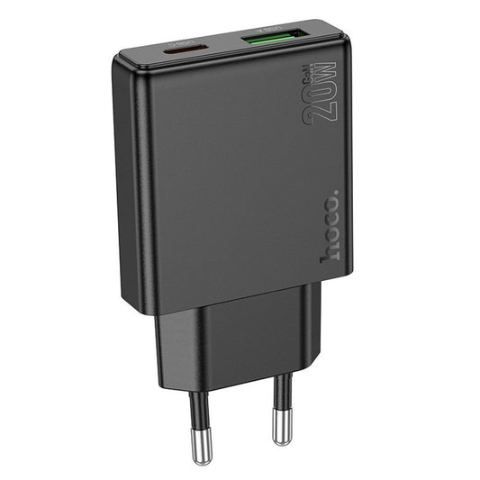 Sieťová nabíjačka HOCO N38, 20W, 3A, 1 x USB-A - 1 x USB-C, Čierna