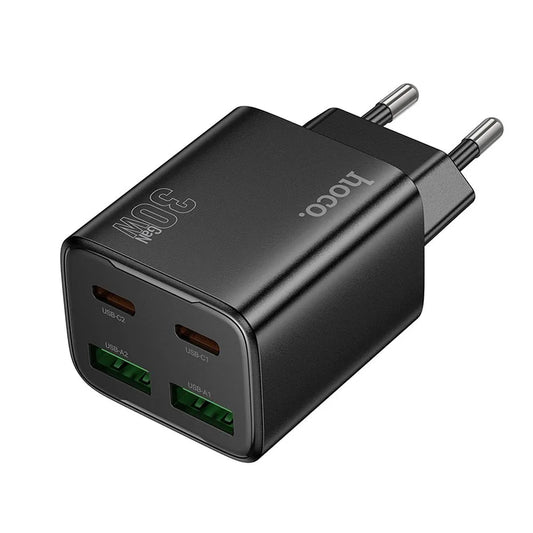 Sieťová nabíjačka HOCO N56, 30W, 3A, 2 x USB-A - 2 x USB-C, Čierna