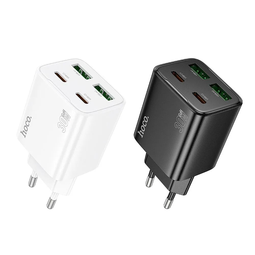 Sieťová nabíjačka HOCO N56, 30W, 3A, 2 x USB-A - 2 x USB-C, Čierna